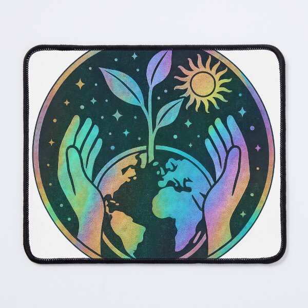 Item preview, Cupped hands encircle Earth with Africa and Europe, sprout and sun designed and sold by Creative88Art.
