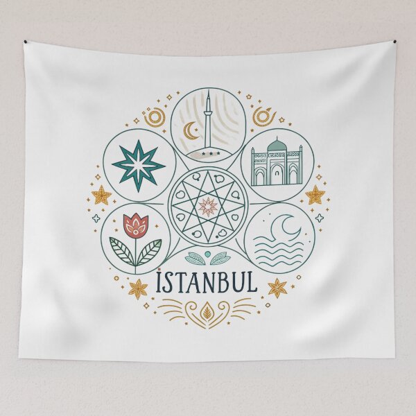 Item preview, Minimalist Istanbul Symbols Design | Tulip, Mosque, Sea, and Star Art   designed and sold by asliberry.