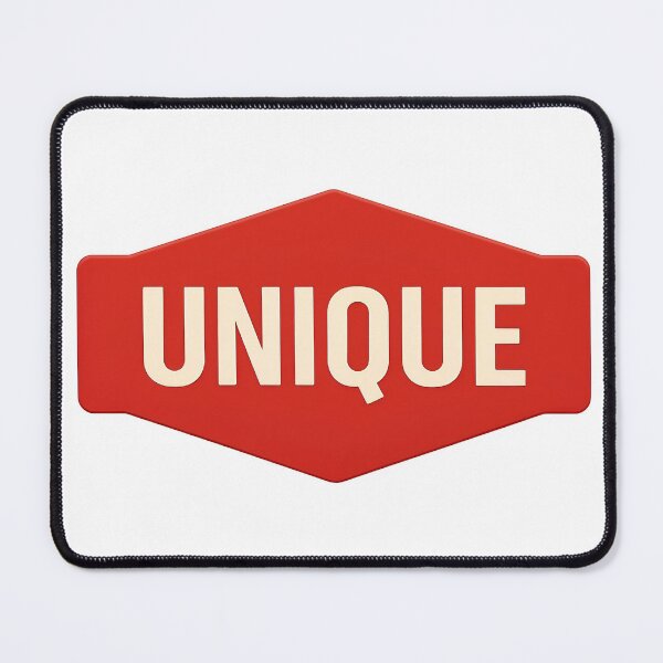 Item preview, Minimalist red badge with UNIQUE text on black, symmetric layout designed and sold by Creative88Art.