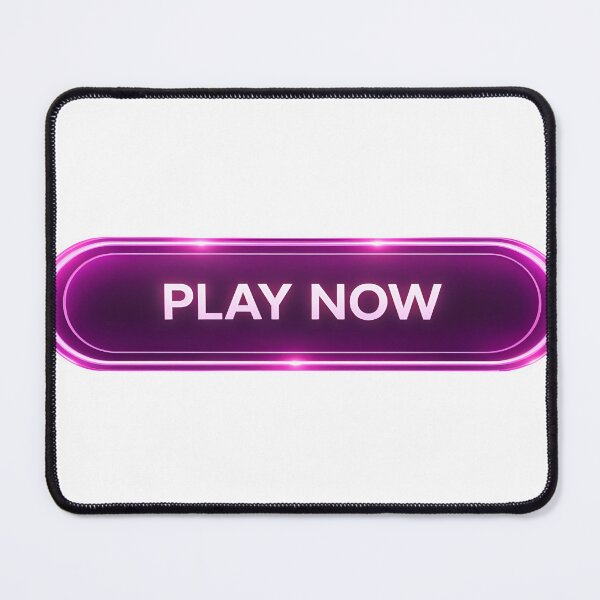 Artikelvorschau, Neonfarbener, magentafarbener und pinkfarbener „Jetzt spielen“-Button mit Leuchteffekt auf schwarzem Hintergrund entworfen und verkauft von Creative88Art.