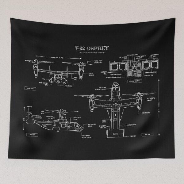 Item preview, V-22 Osprey: Tilt-Rotor Military Aircraft (White Stencil, No Background- Horizontal) designed and sold by BGALAXY.