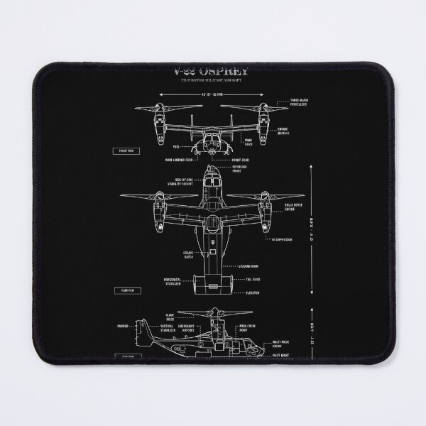 Artikelvorschau, V-22 Osprey: Tilt-Rotor Military Aircraft (White Stencil, No Background- Horizontal) entworfen und verkauft von BGALAXY.