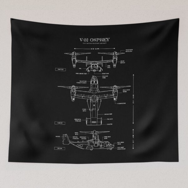 Item preview, V-22 Osprey: Tilt-Rotor Military Aircraft (White Stencil, No Background- Horizontal) designed and sold by BGALAXY.