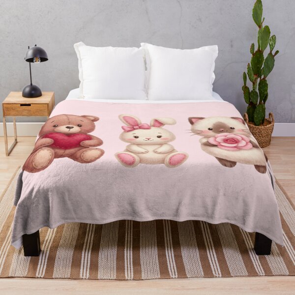 Item preview, Cute Watercolor Animal Friends - Bear, Bunny and Cat Trio designed and sold by SeGoArtDesign.