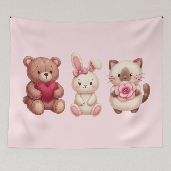 Item preview, Cute Watercolor Animal Friends - Bear, Bunny and Cat Trio designed and sold by SeGoArtDesign.