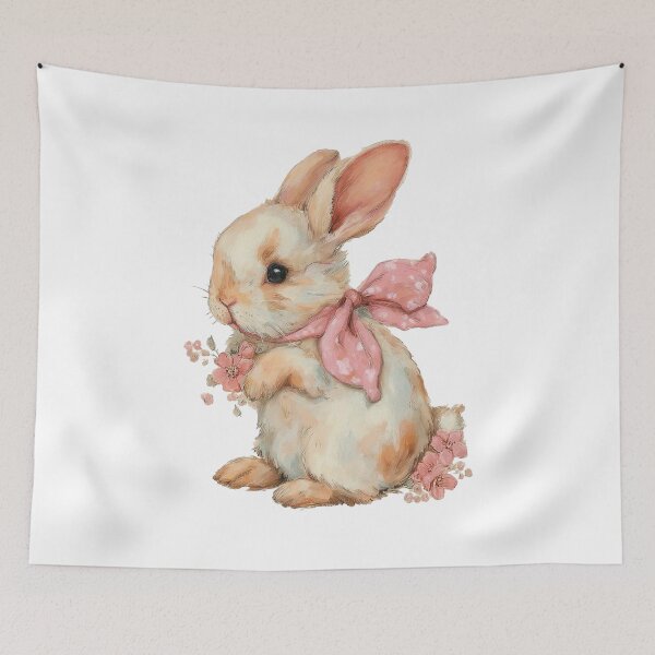 Item preview, floral bunni designed and sold by ArtInPi.