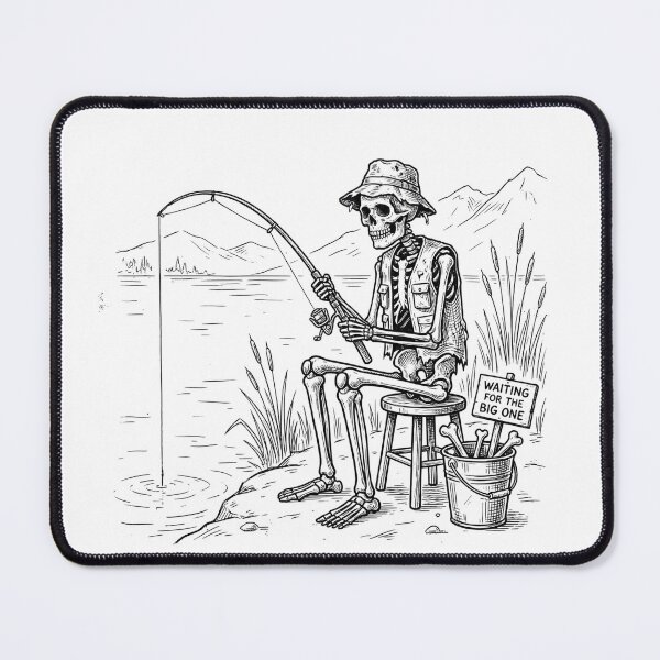 Item preview, "Just One More Cast" Skeleton Fisherman Retro Fishing designed and sold by EverBranz-stor.