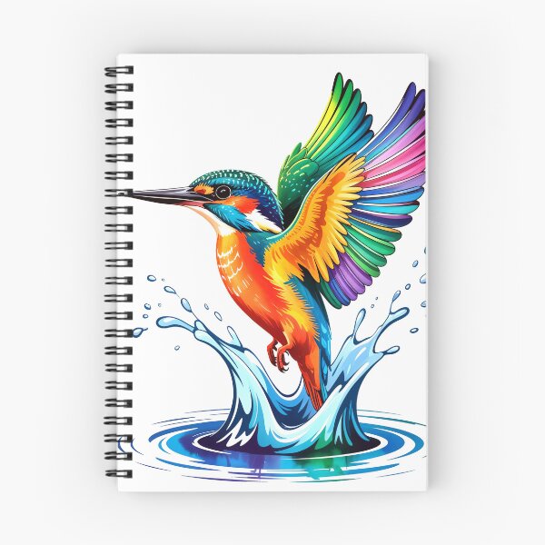 Aperçu de l'œuvre Éclaboussure de martin-pêcheur arc-en-ciel | Aquarelle d'oiseau coloré créée et vendue par RBToper.