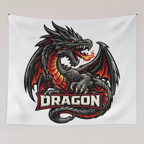 Item preview, Fire Dragon Emblem – Dark Fantasy Dragon Logo with Flames designed and sold by RobiCom.