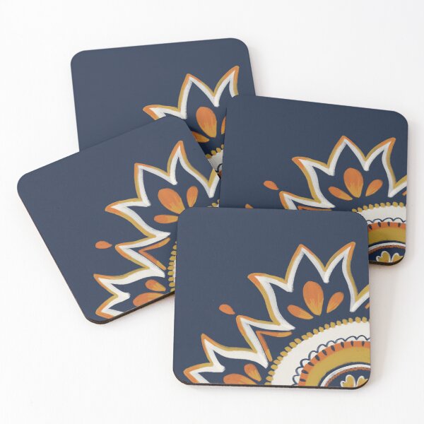 Artikelvorschau, Boho-Mandala-Eckdesign in Marineblau und Gold entworfen und verkauft von M Uzumyemez.
