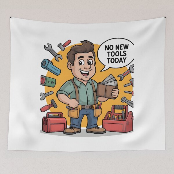 Item preview, No New Tools Today Funny Tool Lover Cartoon Shirt designed and sold by Viktorio Art Shop.