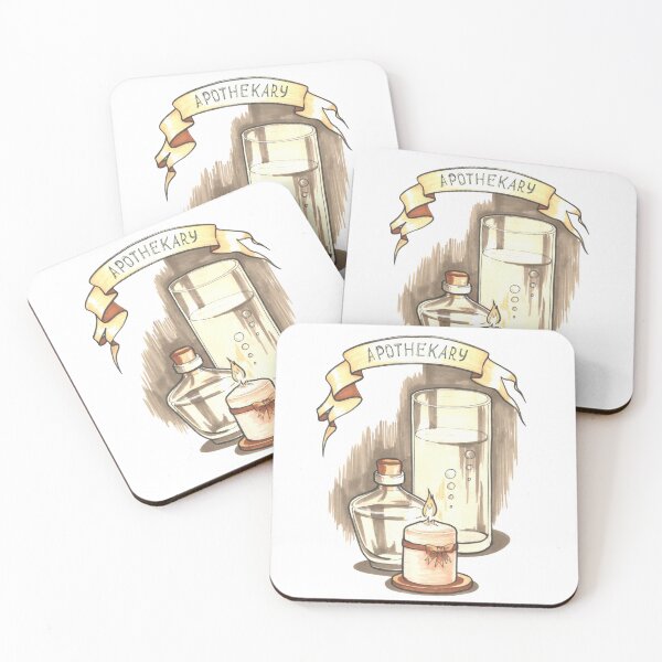 Item preview, Apothecary Still Life - Ink Potion Bottles and Candle designed and sold by BlackLineLab.