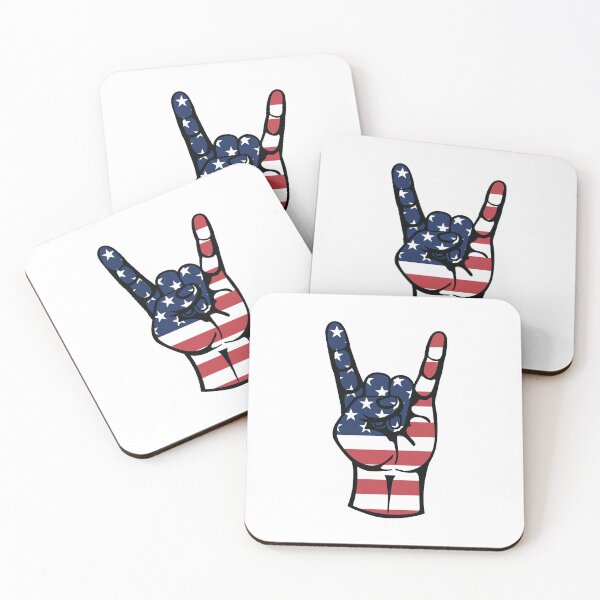 Item preview, American Flag Rock On Hand Sign designed and sold by MarshallStickerX.