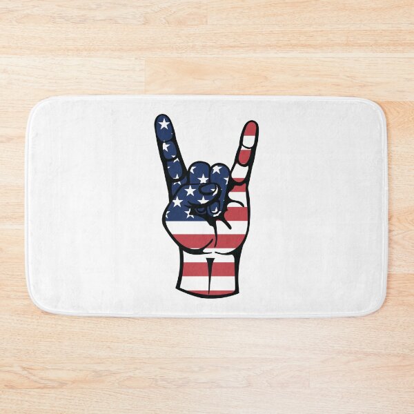 Item preview, American Flag Rock On Hand Sign designed and sold by MarshallStickerX.