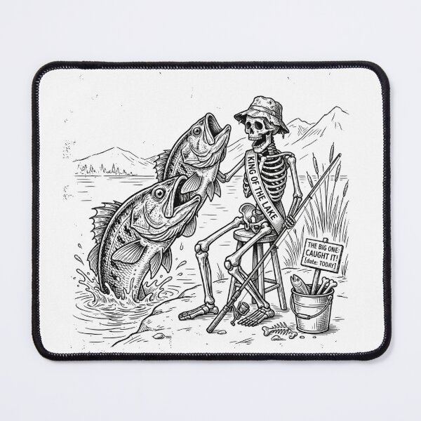 Item preview, "Just One More Cast" Skeleton Fisherman Retro Fishing designed and sold by EverBranz-stor.