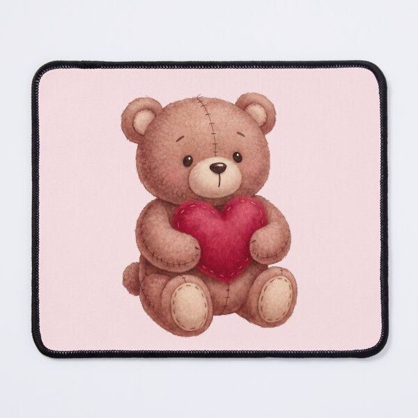 Item preview, Watercolor Brown Teddy Bear Holding Heart - Cute Valentine Plushie designed and sold by SeGoArtDesign.