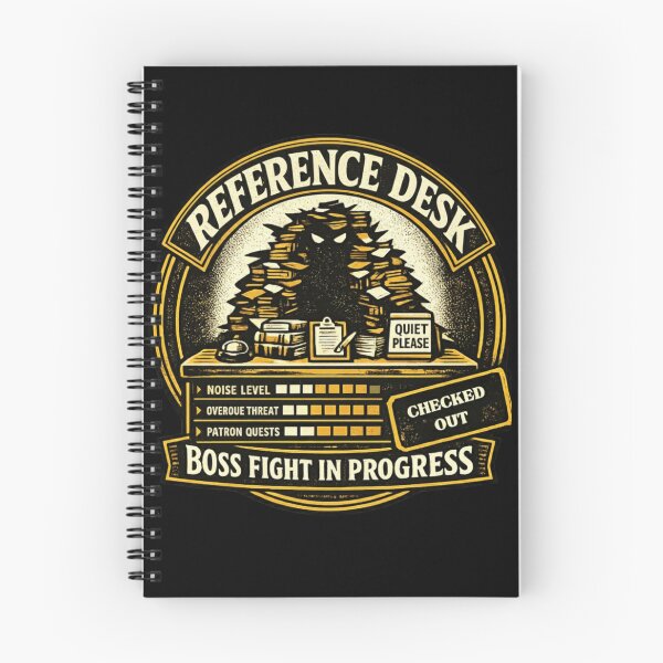 Item preview, Reference Desk Boss Fight In Progress - Funny Librarian RPG Humor designed and sold by The Arcane Archives.