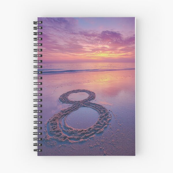 Item preview, Number 8 Drawn in Sand on a Colorful Sunset Shore ​ designed and sold by chase-thewave.