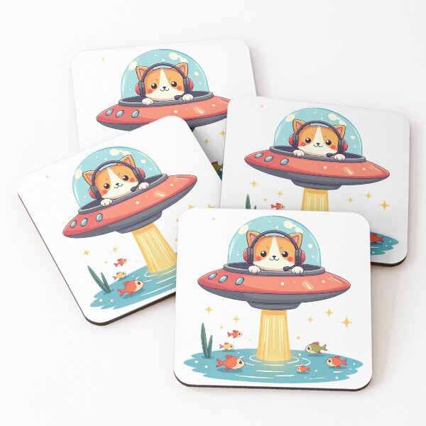 Artikelvorschau, Kawaii-Angelkatze, Alien-UFO-Entführung entworfen und verkauft von EmiBarDesign.