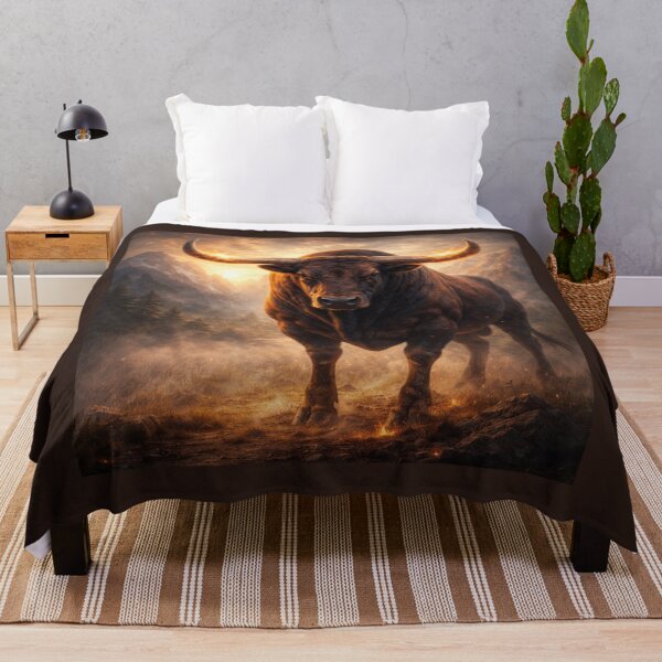Item preview, Bull of the Ember Mountains – Mythic Fire Spirit Wildlife Art designed and sold by GeoWild Designs.