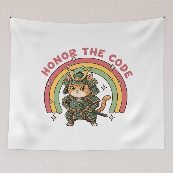 Item preview, Honor The Code Samurai Cat Japanese Warrior Rainbow designed and sold by Emmatshirt1.