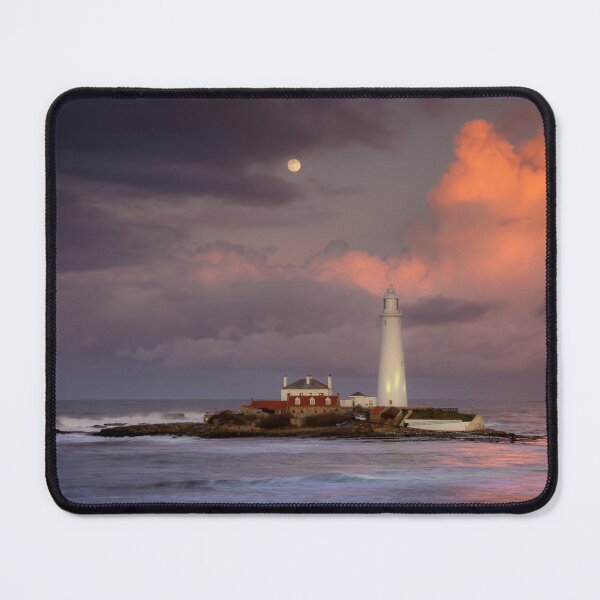 Item preview, Wolf Moon Rise over a lone lighthouse at sunset designed and sold by AnitaNicholson.