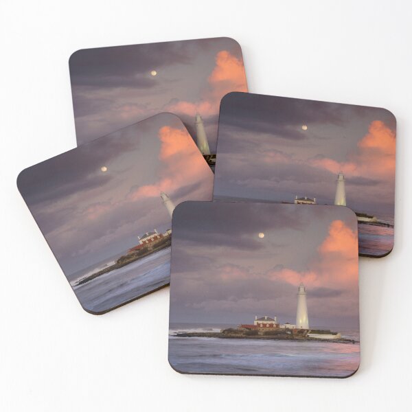 Item preview, Wolf Moon Rise over a lone lighthouse at sunset designed and sold by AnitaNicholson.