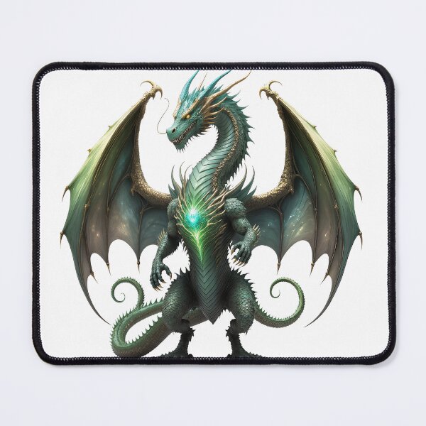 Item preview, Emerald Arcane Dragon Guardian – Mystic Fantasy Creature Art designed and sold by RobiCom.