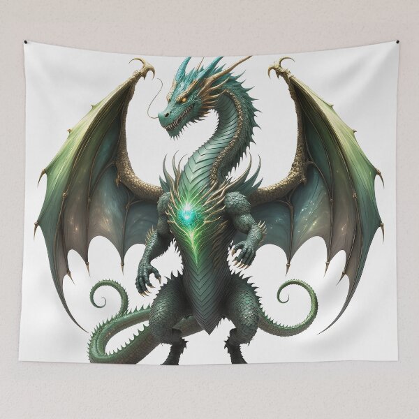 Item preview, Emerald Arcane Dragon Guardian – Mystic Fantasy Creature Art designed and sold by RobiCom.
