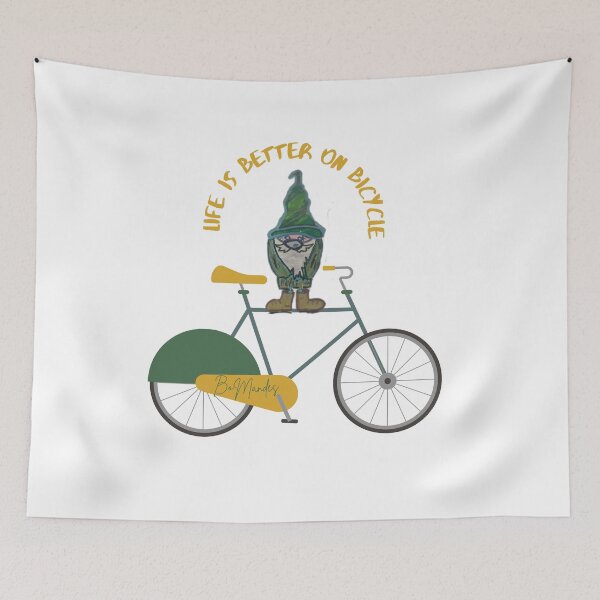 Item preview, Cute handdrawn gnome on bicycle- Cool illustration designed and sold by FilMate.