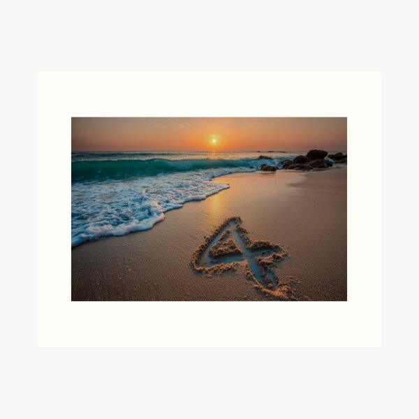 Item preview, Number 4 Drawn in Beach Sand Near Waves at Sunset designed and sold by chase-thewave.