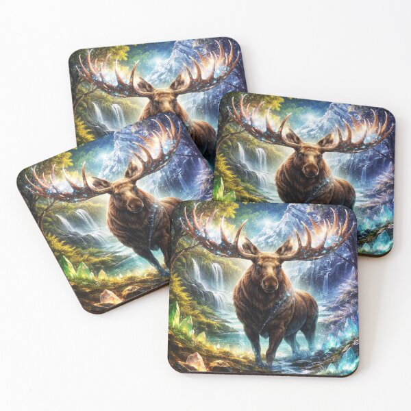 Item preview, Stag of the Crystal Vale – Majestic Fantasy Wildlife Spirit Art designed and sold by GeoWild Designs.