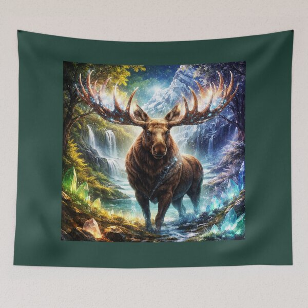 Item preview, Stag of the Crystal Vale – Majestic Fantasy Wildlife Spirit Art designed and sold by GeoWild Designs.