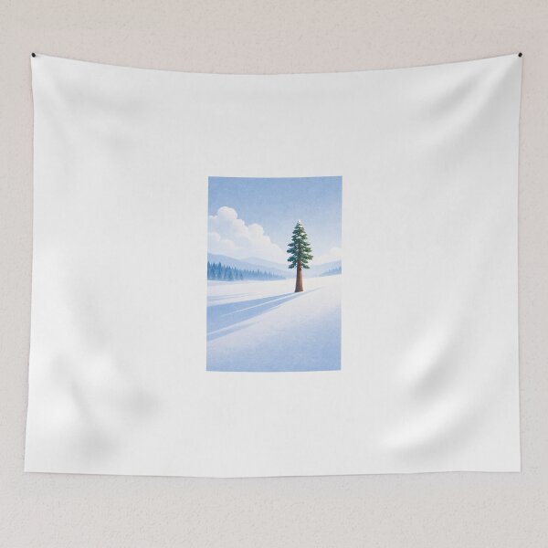 Item preview, Minimalist Redwood Tree in Snow Digital Illustration designed and sold by Liminal Inscapes.