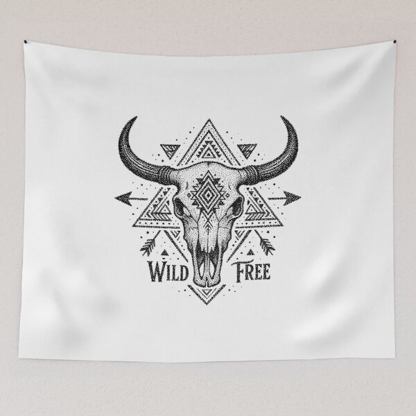 Item preview, Wild Boho Buffalo Skull – Western Tribal Vintage Design designed and sold by truongloc246.