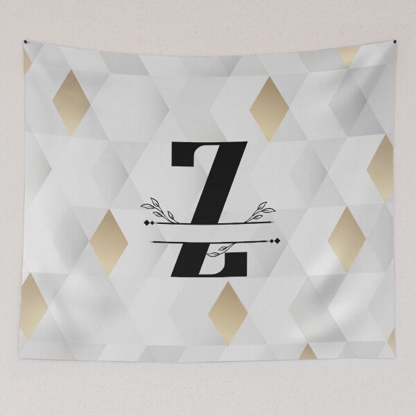 Item preview, Monogram...Z... with abstract gold and grey diamond background designed and sold by CHASAcreative.