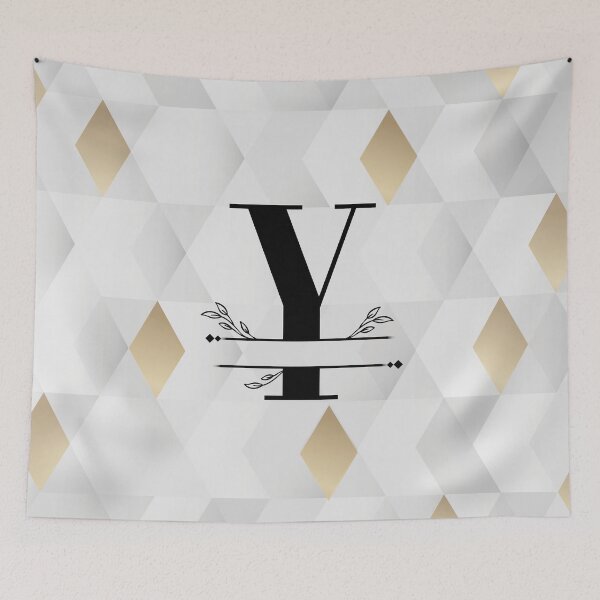 Item preview, Monogram...Y... with abstract gold and grey diamond background designed and sold by CHASAcreative.