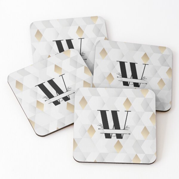 Item preview, Monogram...W... with abstract gold and grey diamond background designed and sold by CHASAcreative.