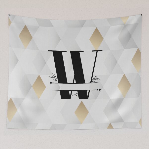 Item preview, Monogram...W... with abstract gold and grey diamond background designed and sold by CHASAcreative.