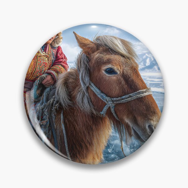Item preview, Young Mongolian Rider on Icy Landscape with Horse designed and sold by Artessie.