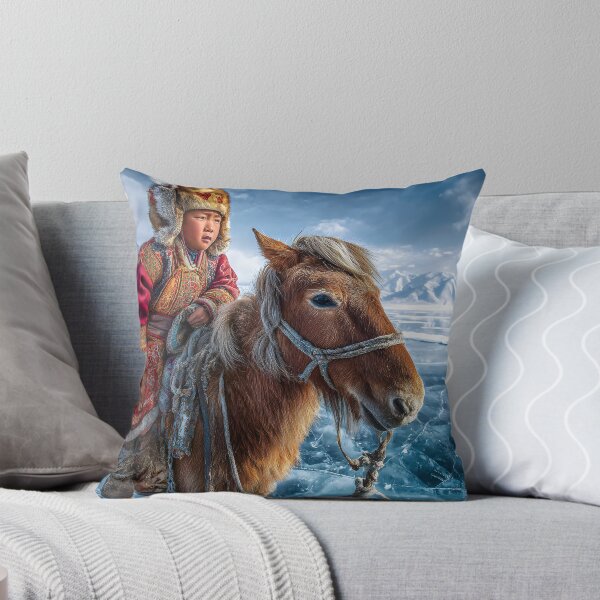 Item preview, Young Mongolian Rider on Icy Landscape with Horse designed and sold by Artessie.