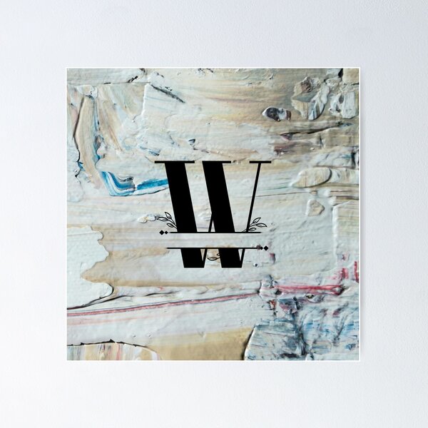 Item preview, Monogram...W... with colourful textured cement/concrete wall background designed and sold by CHASAcreative.