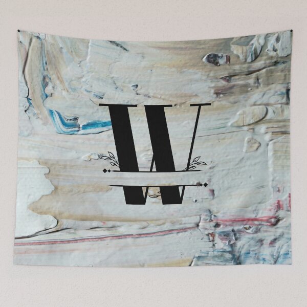 Item preview, Monogram...W... with colourful textured cement/concrete wall background designed and sold by CHASAcreative.