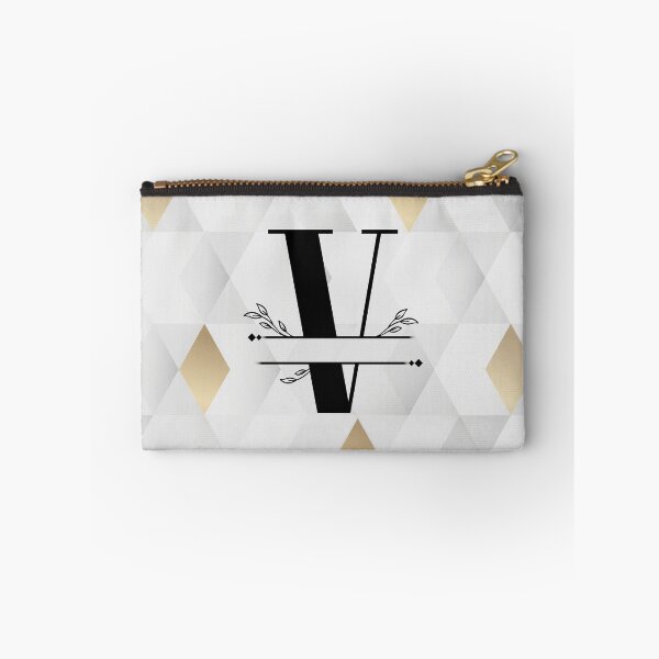 Item preview, Monogram...V... with abstract gold and grey diamond background designed and sold by CHASAcreative.