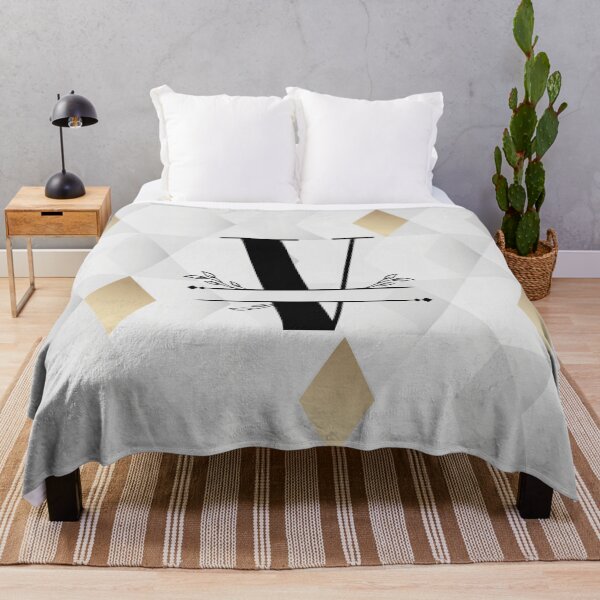 Item preview, Monogram...V... with abstract gold and grey diamond background designed and sold by CHASAcreative.