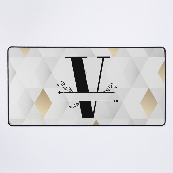 Item preview, Monogram...V... with abstract gold and grey diamond background designed and sold by CHASAcreative.