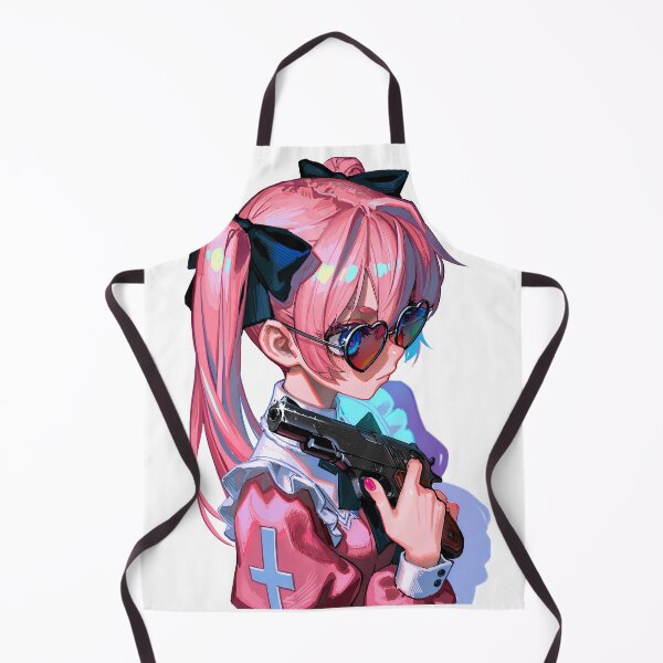 Item preview, Pink Hair Anime Girl with Heart Sunglasses and Gun designed and sold by HERRSCHER AGGA STUDIO.