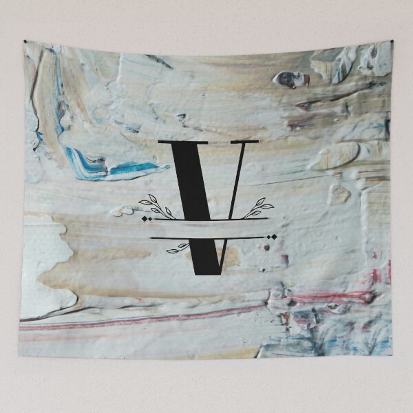 Item preview, Monogram...V... with colourful textured cement/concrete wall background designed and sold by CHASAcreative.