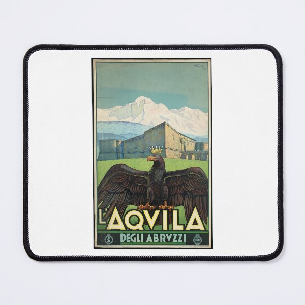 Item preview, Vintage Travel Poster of L'Aquila: The Imperial Eagle and Forte Spagnolo designed and sold by CharlieDesings.