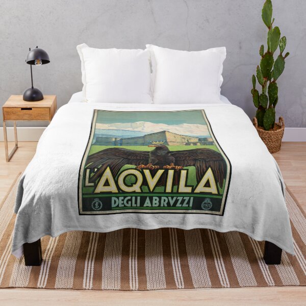 Item preview, Vintage Travel Poster of L'Aquila: The Imperial Eagle and Forte Spagnolo designed and sold by CharlieDesings.